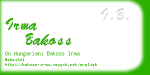 irma bakoss business card